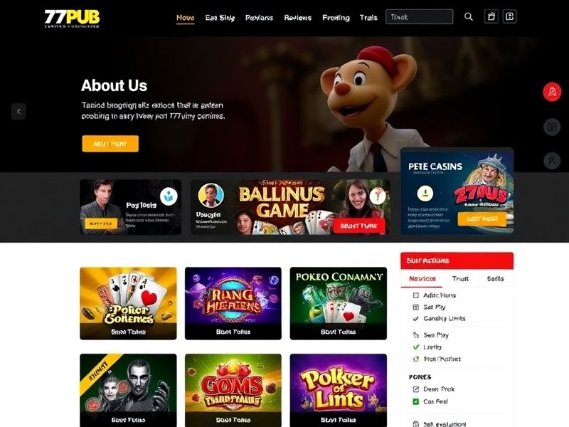 Welcome to 77pub.com, your premier online gambling platform. Explore a wide range of casino games, sports betting, poker, and more. Uncover exclusive promotions and play securely on a trusted site.